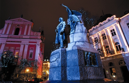 Monument of F. Prešeren, the greatest Slovenian poet (Author - A. Fevžer)