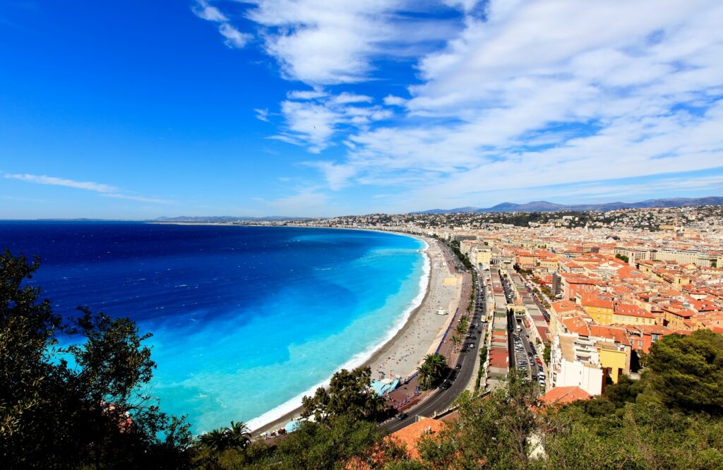 Aerial view of beach in Nice