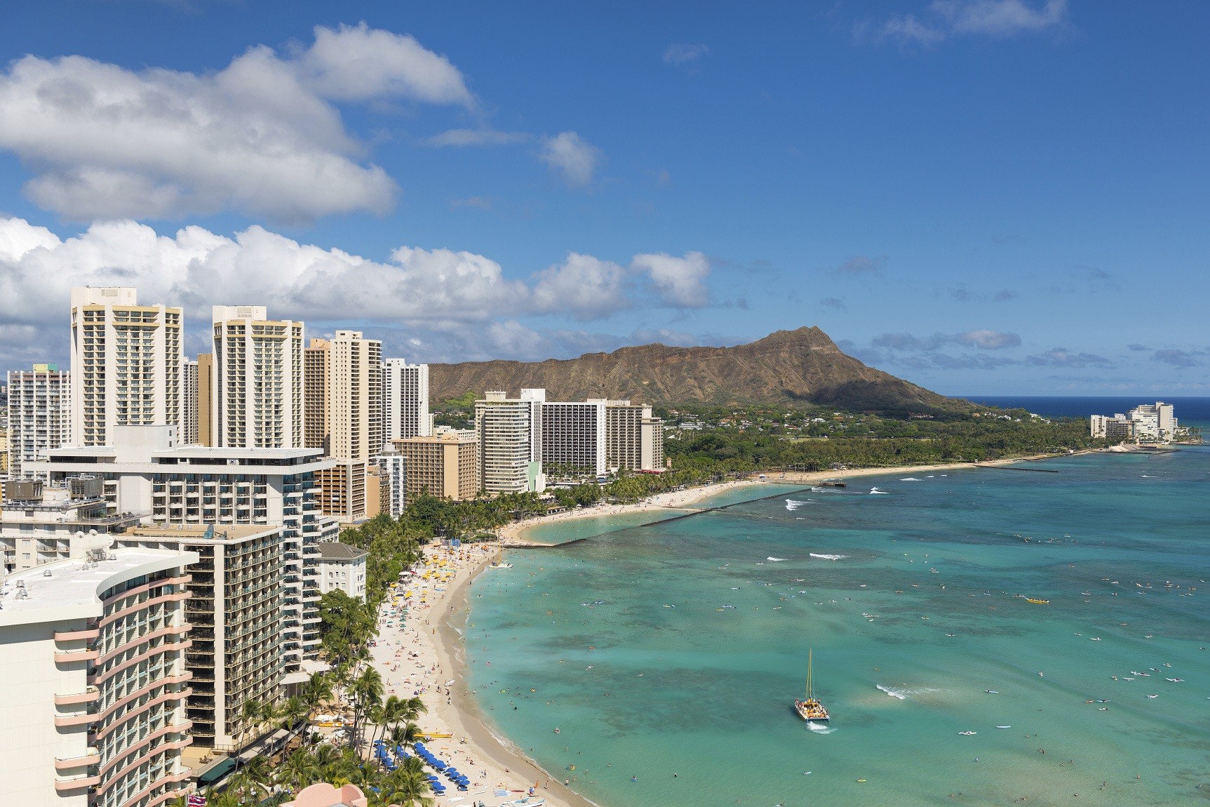 Scenic view of Waikiki Beach