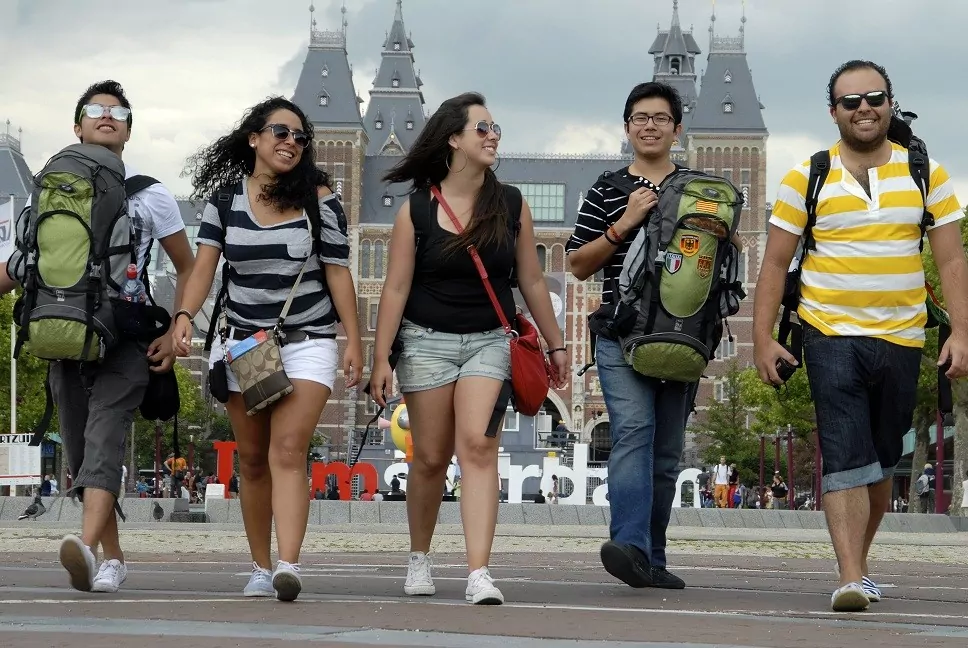 Backpackers in Amsterdam