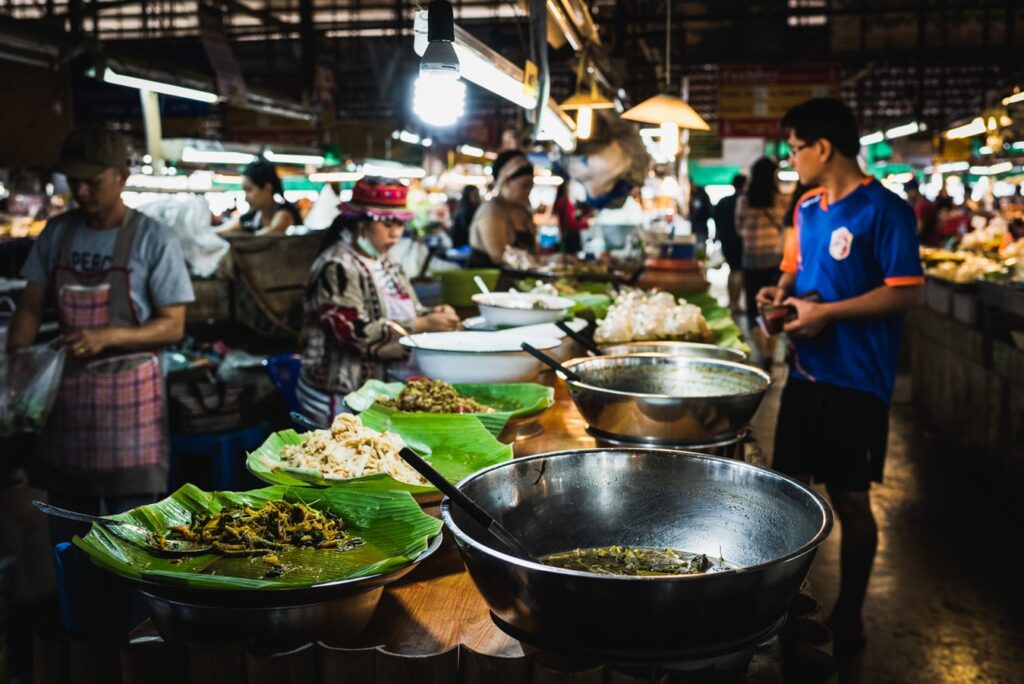 food market in chiang mai, thailand